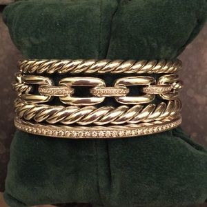 David Yurman Wellesley Link Cuff with Diamonds